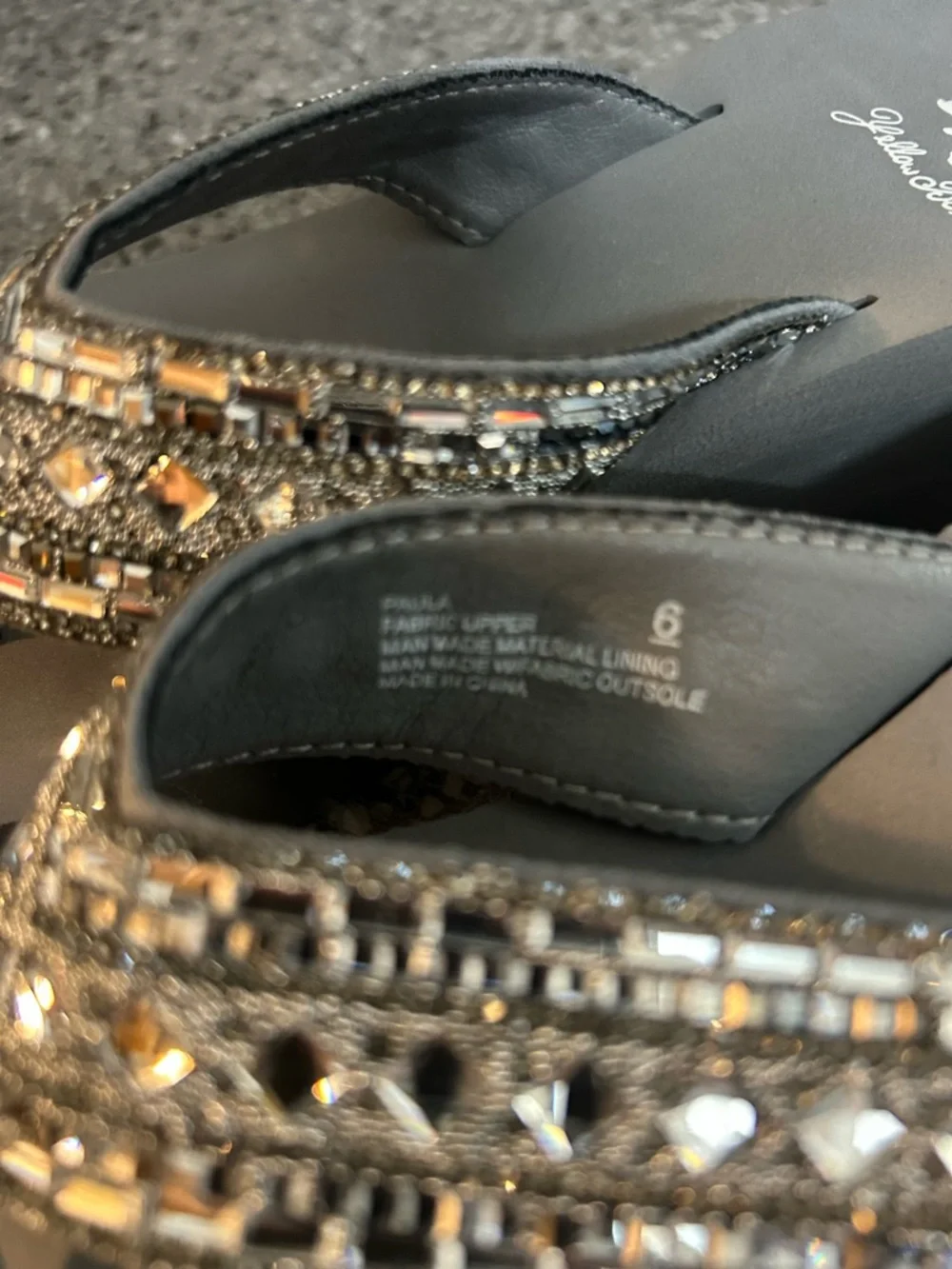 Yellow Box Gray Beaded Platform Sandals - Picture 5 of 5